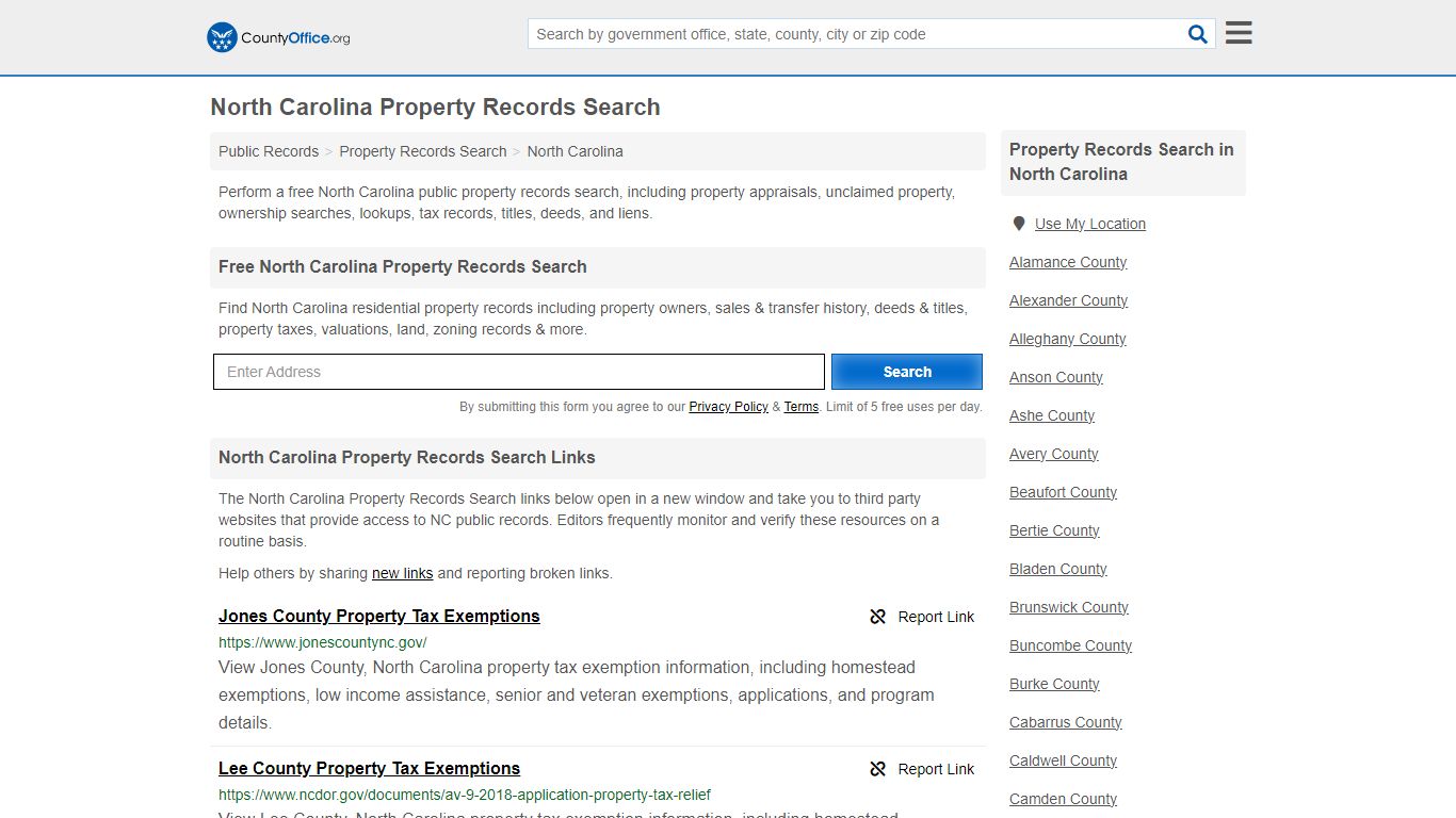 North Carolina Property Records Search - County Office